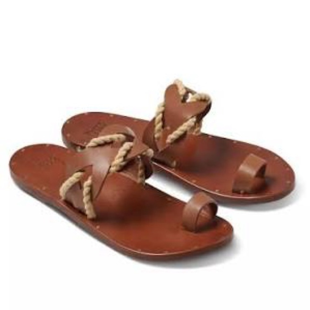 NWT beek Handmade Leather Treepie Toe Ring Sandals in Cognac, size 9